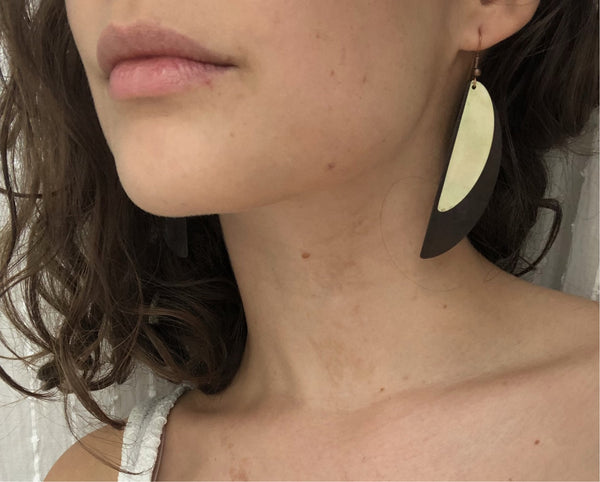 'Crescent' earrings | Oxidized copper