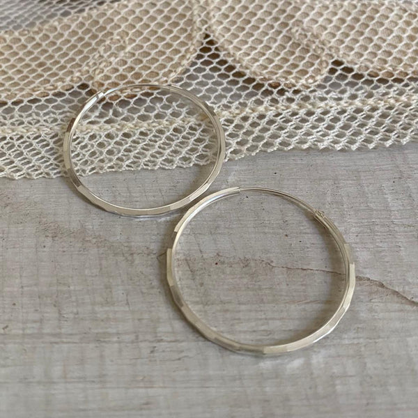'Faceted' hoops | 925 silver | different sizes