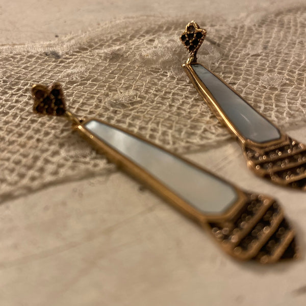 mother of pearl | 'antonella' earrings | bronze