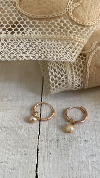 'tiny pearl' hoops | 24k rose gold-plated | 12mm