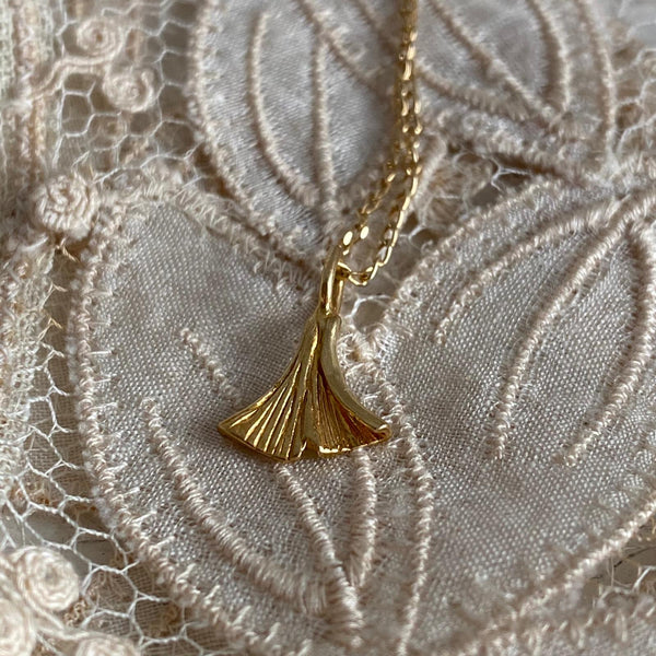 Gingko leaf necklace | silver gold plated