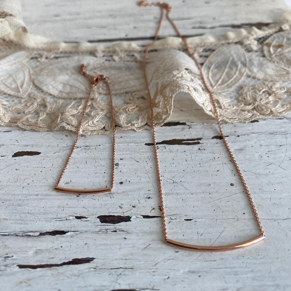 'tubular bar' necklace | silver gold plated