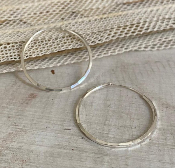'Faceted' hoops | 925 silver | different sizes