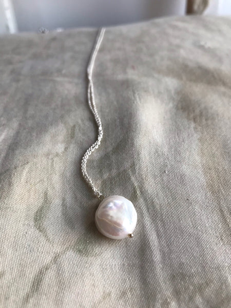 'Coin' pearl necklace | 925 Silver