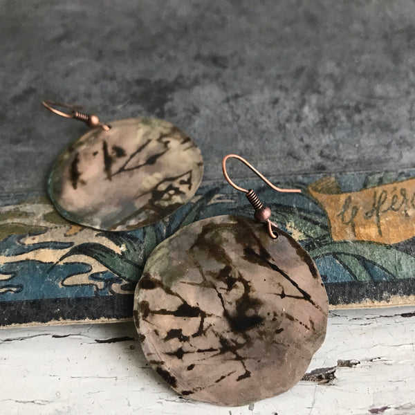 'japan 'earrings | oxidized cooper