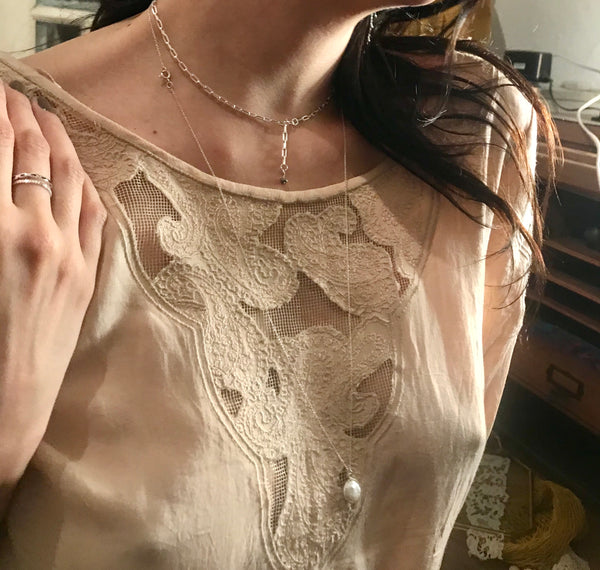 'Coin' pearl necklace | 925 Silver