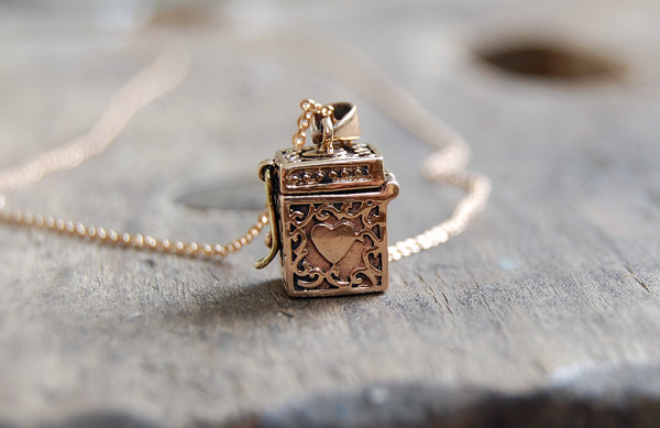 casket box necklace | bronze gold plated