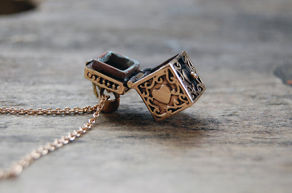casket box necklace | bronze gold plated