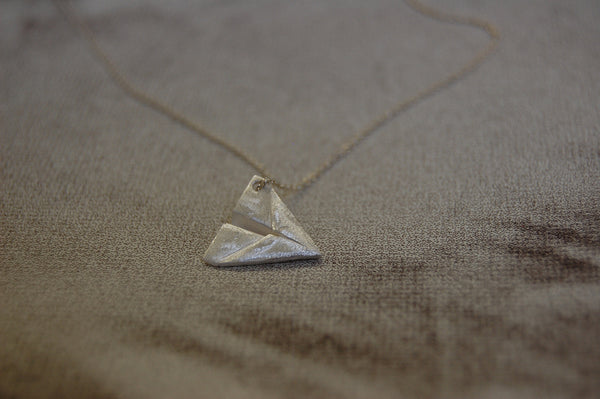 silver paper dart necklace