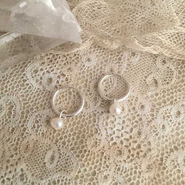 'tiny pearl' hoops | 925 silver | 12mm