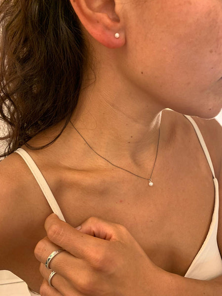 white pearl set | 925 silver oxidized