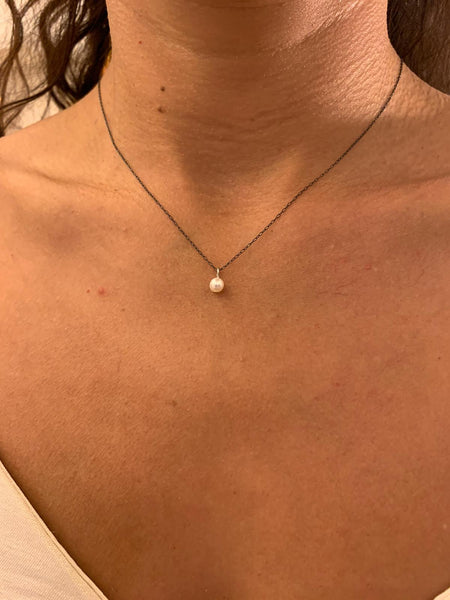 white pearl set | 925 silver oxidized