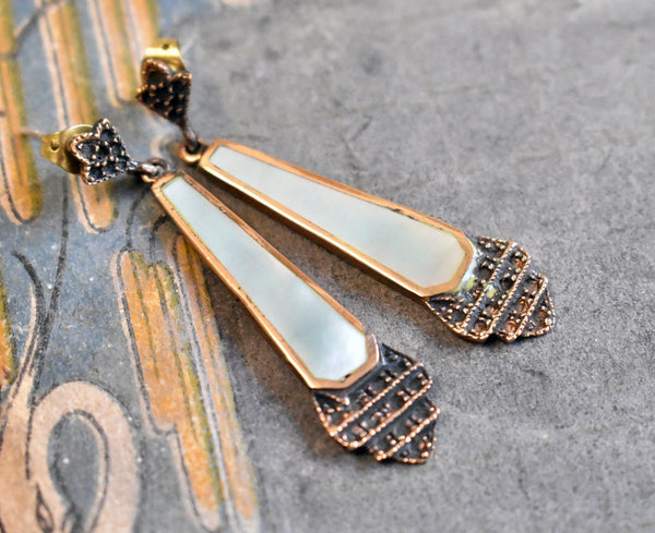 mother of pearl | 'antonella' earrings | bronze